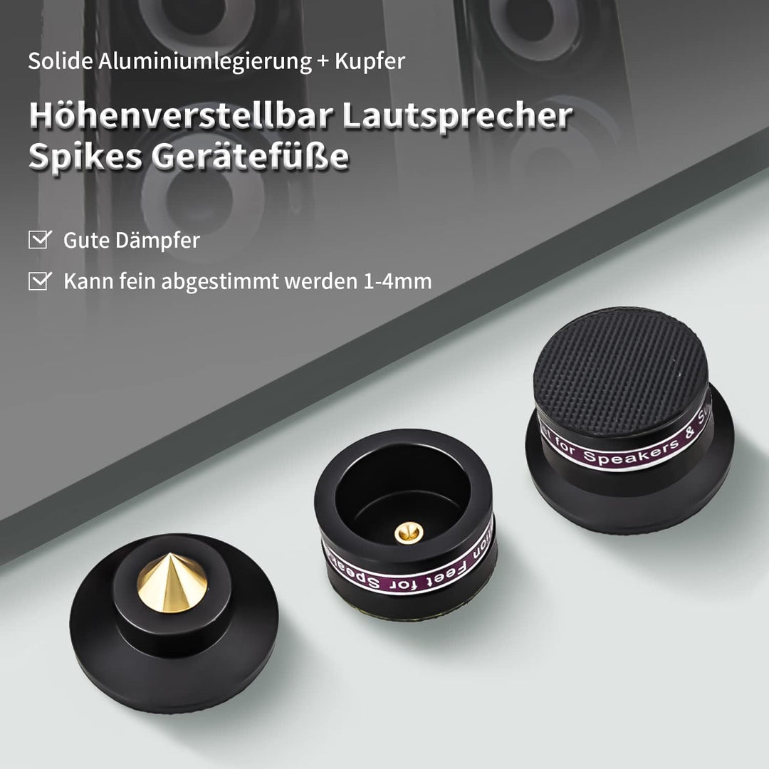 Tertullus 4 Stück Höhenverstellbar Subwoofer Spikes Lautsprecher Spikes Absorbs Sets Mit Untersetzer