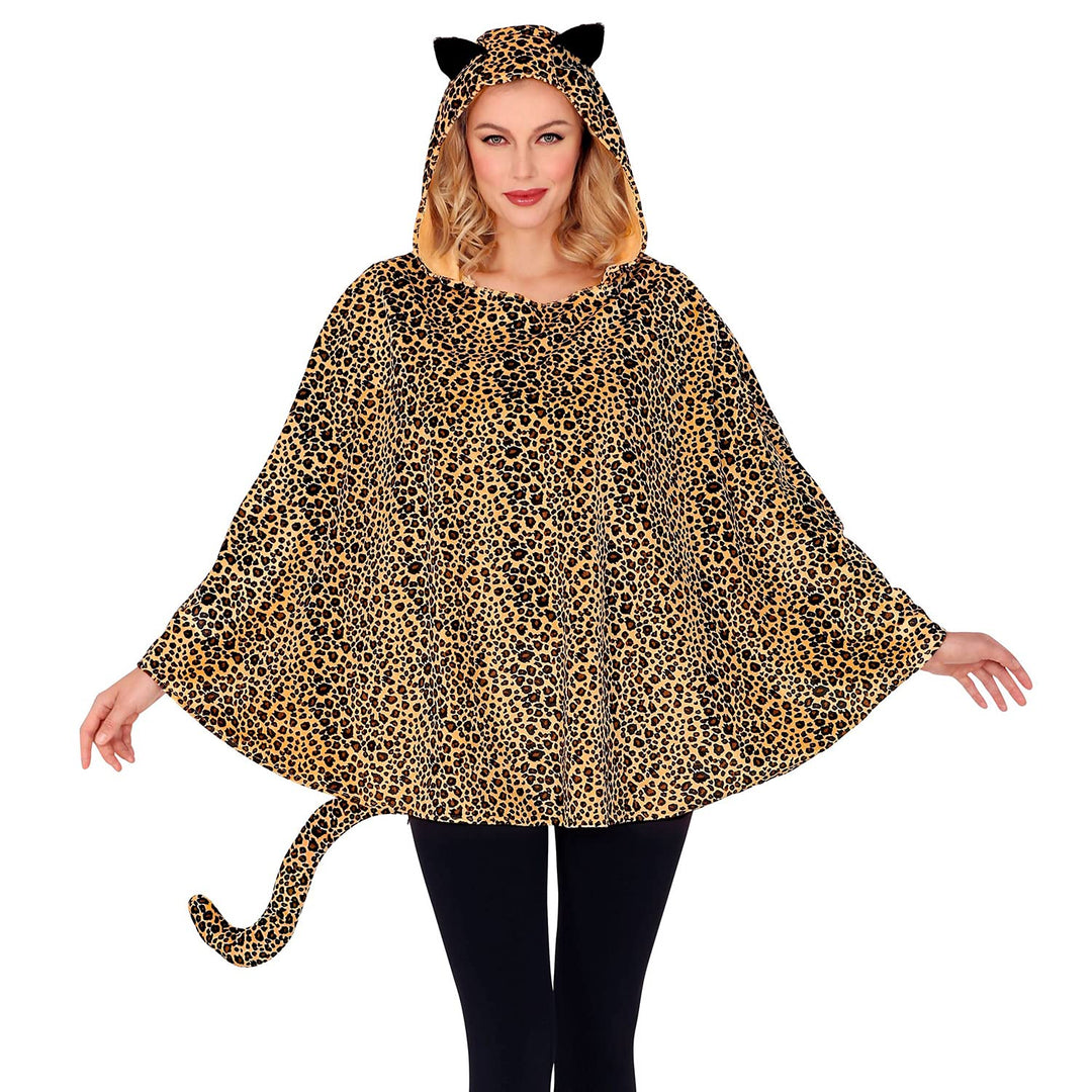 Widmann - Kostüm Leopard, Poncho mit Kapuze, Karneval, Mottoparty