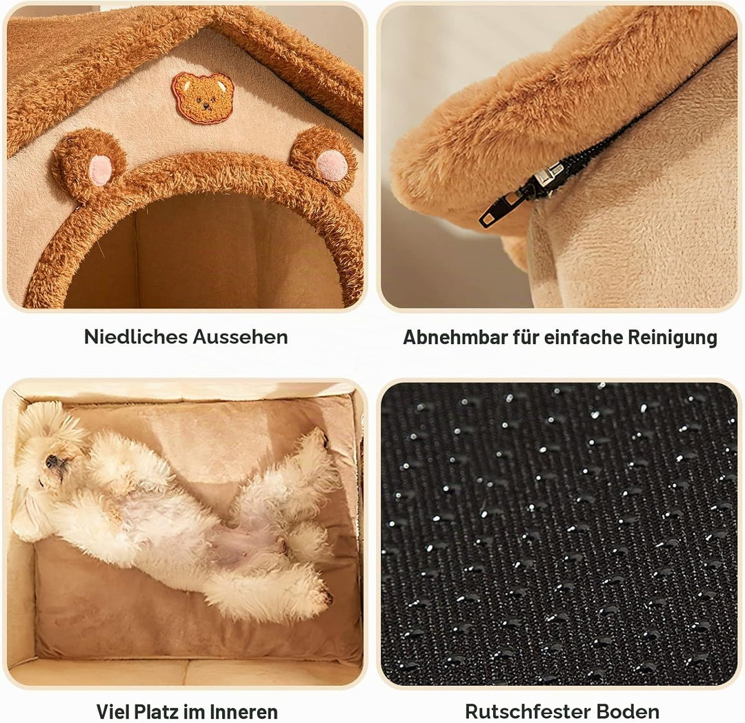 Galatée Katzenhöhlenbett, Waschbares Hundebett, Warmes Und Gemütliches Katzenhaus, Faltbar Bequemes