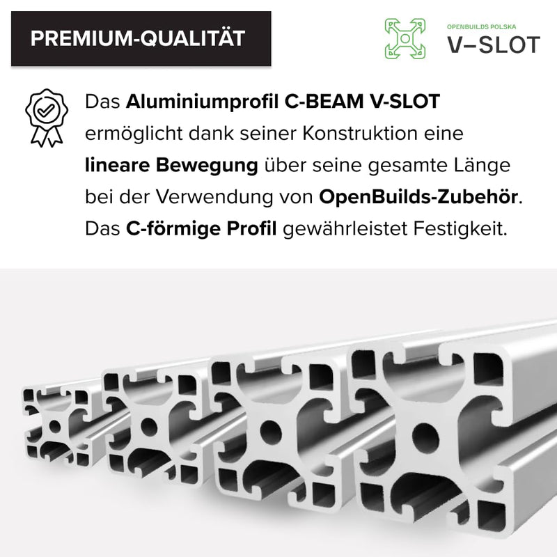 C-BEAM V-Nut Aluminiumprofil 200-1500mm für CNC für 3D-Drucker V-SLOT T-förmiges Profil, Profil für