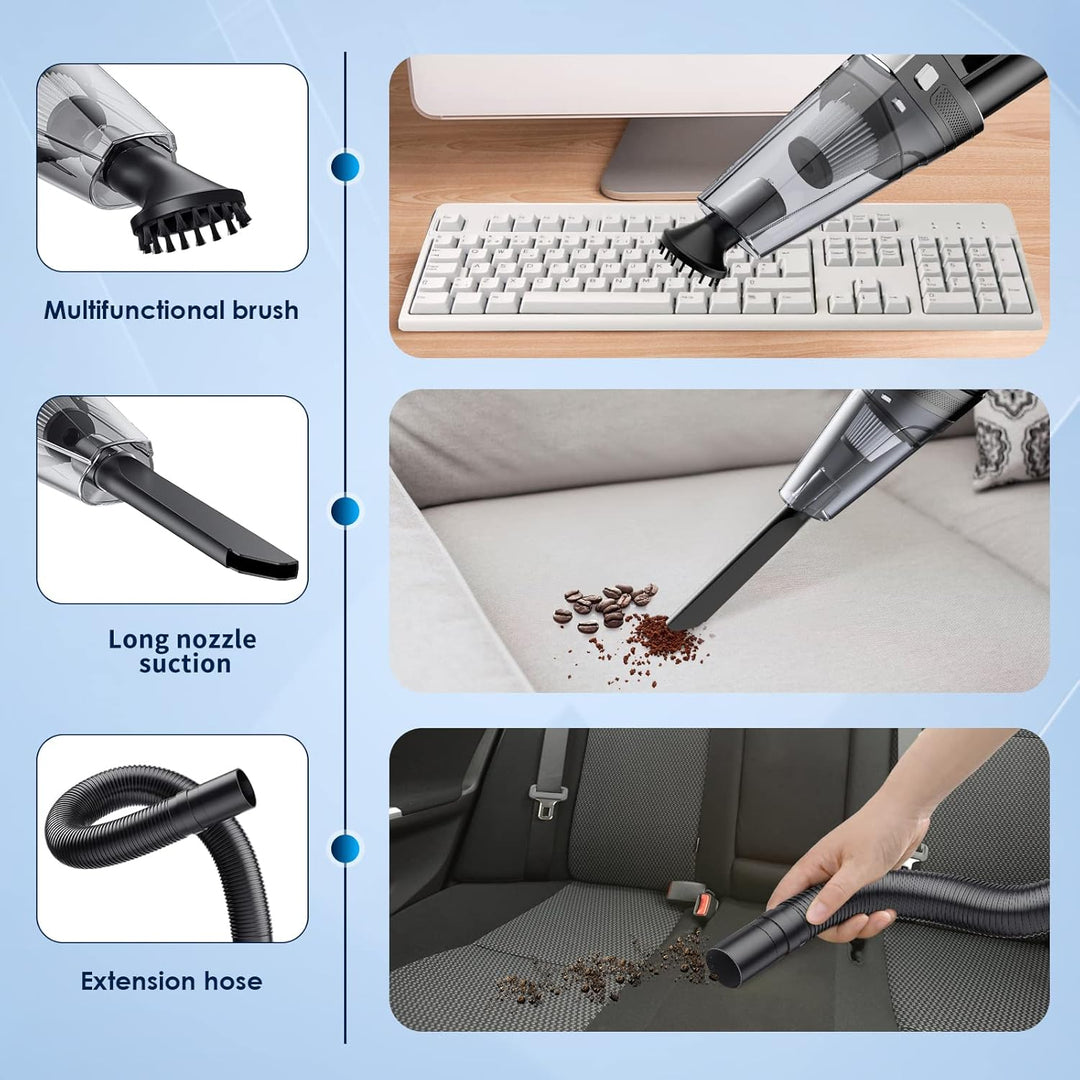 Handstaubsauger Akku 7500-10000Pa Autostaubsauger Kabellos Handsauger mit Mehreren Aufsätzen für Aut