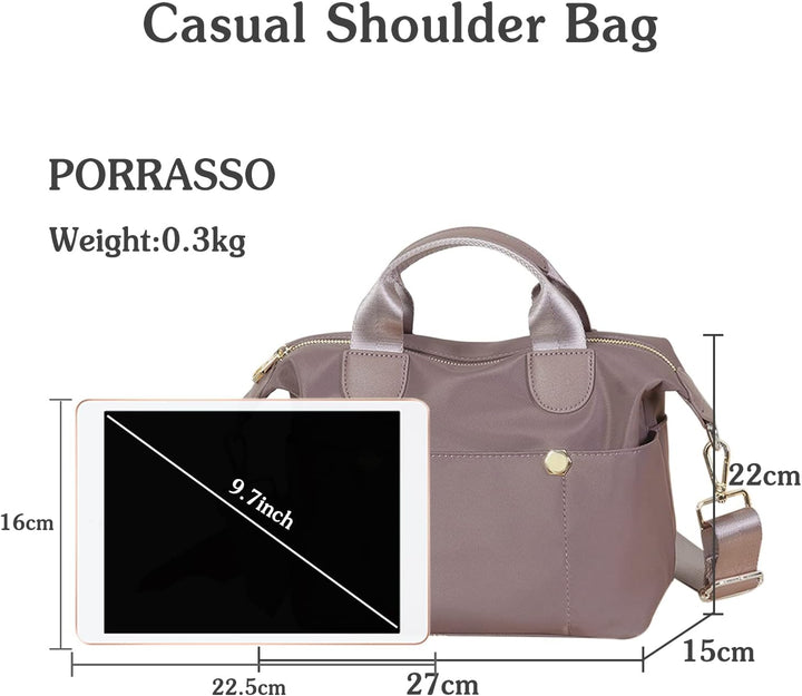 PORRASSO Damen Umhängetasche Mode Schultertasche Frauen Nylon Handtasche Multifunctional Reisen Schu
