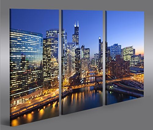 islandburner Bild Bilder auf Leinwand Chicago V3 Skyline Downtown 3p XXL Poster Leinwandbild Wandbil