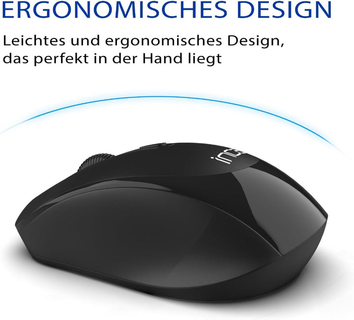 Kabelloses Tastatur Maus Set – inca IWS-519 Wireless Combo mit 12 Multimedia-Tasten, 2.4GHz Verbindu