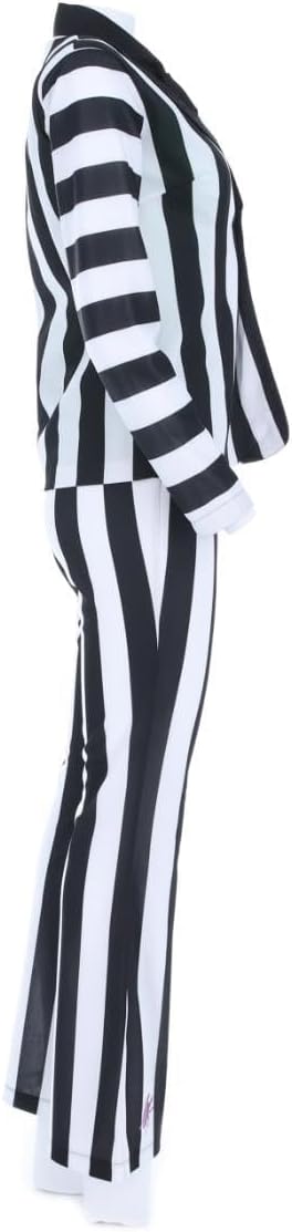 Smiffys Beetlejuice Kinderkleid mit abgetauchtem Saum, Rock, schwarz-weisse Streifen mit aufgedruckt