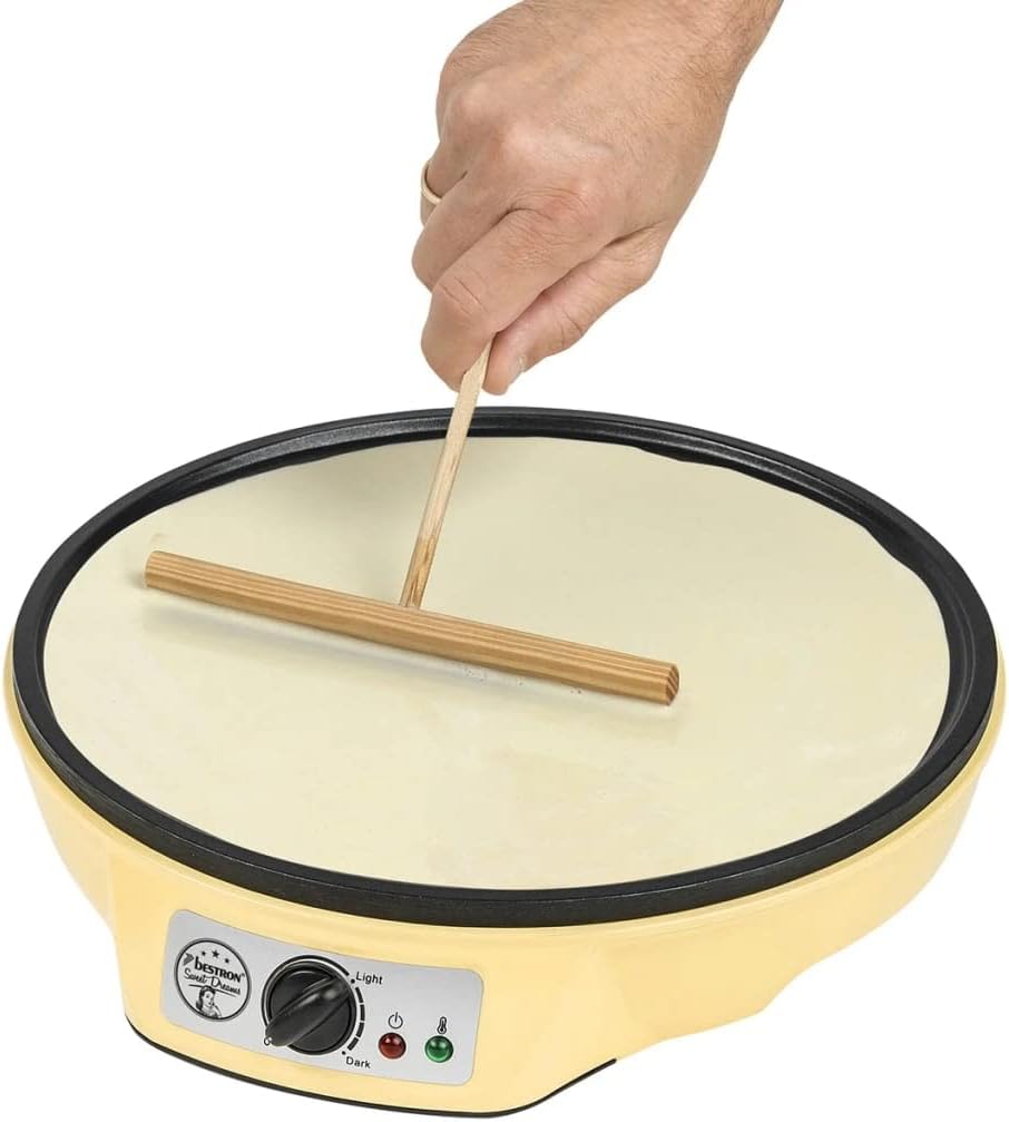 Bestron Crêpes Maker im Retro Design, für Crepes mit Ø 30 cm, inkl. Teigverteiler & Crêpes-Wender, m