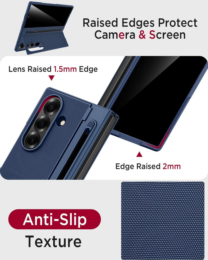 Miimall Kompatibel mit Samsung Galaxy Z Fold 7 Hülle mit S-Pen & Stifthalter, [Anti-SPY Displayschut