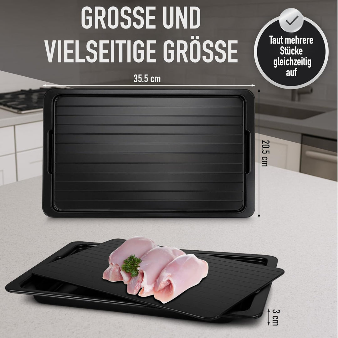 Schnellauftauplatte für Lebensmittel Aluminium Tablett 35,5 x 20,5 x 0,2 cm - Platte für Fleisch + F