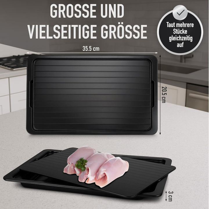 Schnellauftauplatte für Lebensmittel Aluminium Tablett 35,5 x 20,5 x 0,2 cm - Platte für Fleisch + F