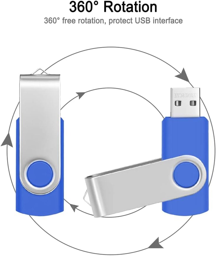 10 Stück USB-Sticks 2GB Blau USB 2.0 Speicher Stick 2 GB Einklappbarer Pendrive FEBNISCTE Tragbar US