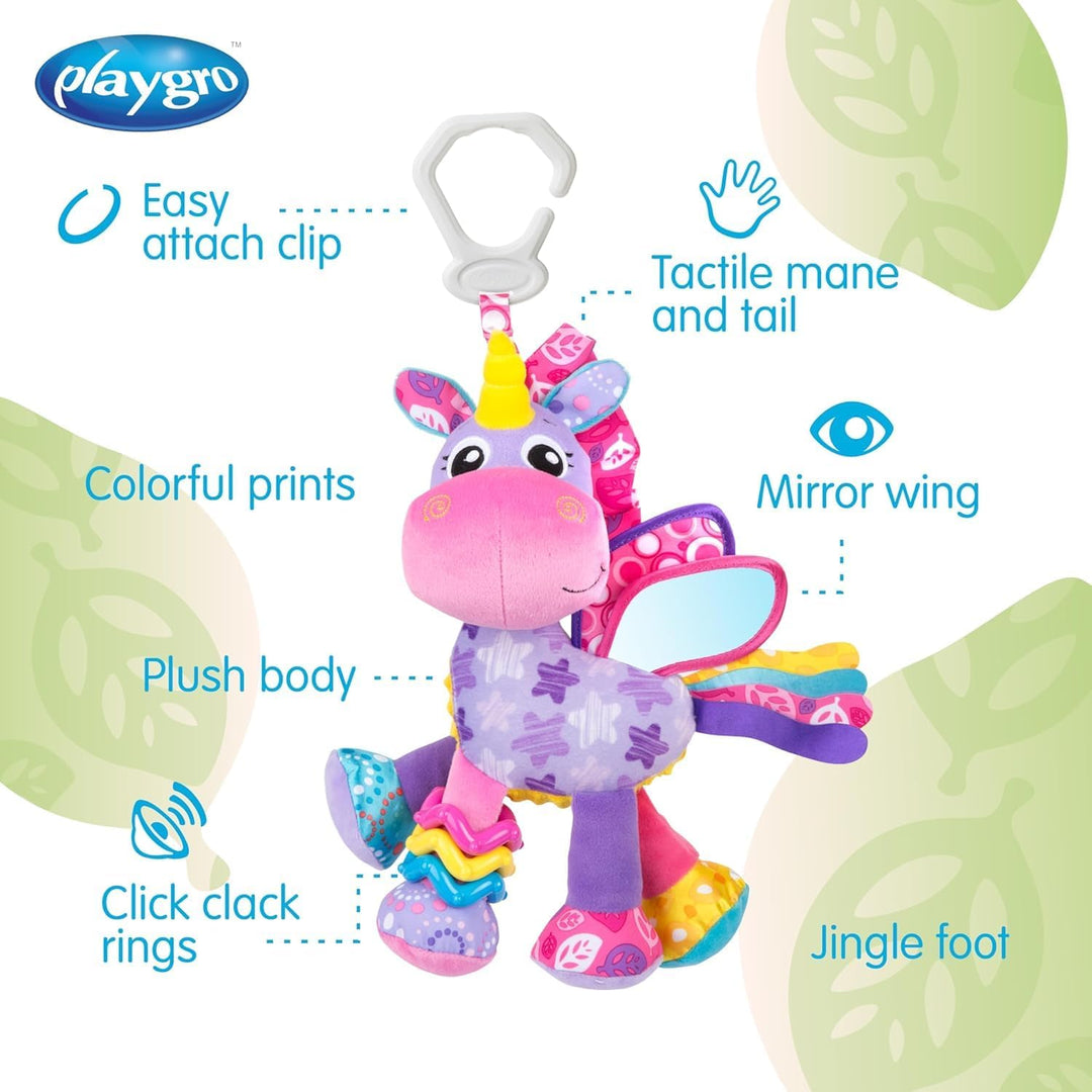 Playgro Activity Friend Stern Unicorn – Einhorn Aktivität für Neugeborene ab 0 Monaten mit Clip, leb