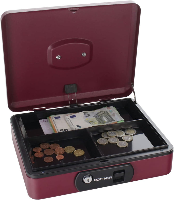 Rottner Geldkassette Pro Box Two Berry, Zylinderschloss mit 2 Schlüssel, (BxHxT) 30 x 9 x 24 cm, mit