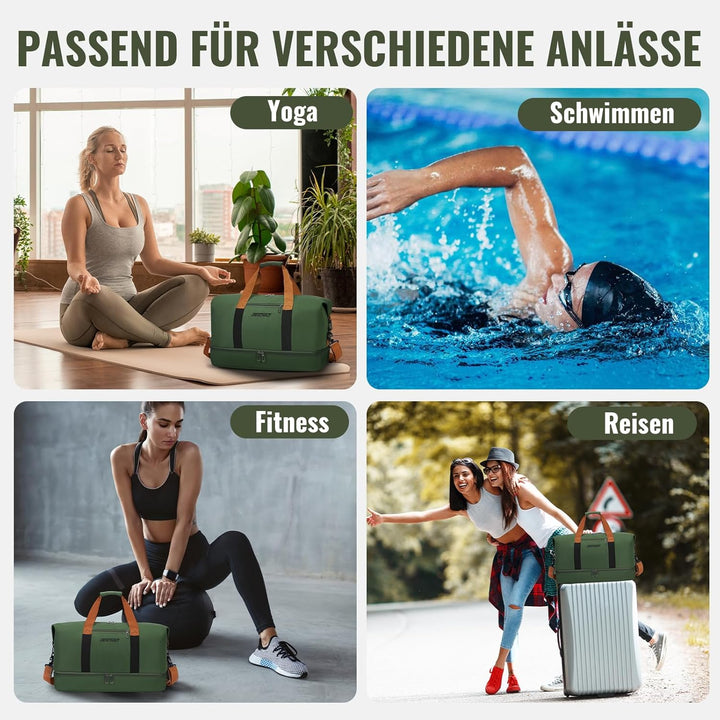 Sporttasche & Reisetasche für Damen und Herren - mit Schuhfach & Nassfach, Large Capacity Travel Bag