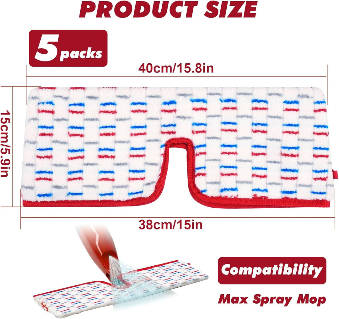 5 Stück Mop Pads Kompatibel mit Vileda 1-2 Spraymax Sprühwischer, Wiederverwendbar Ersatzbezug Kompa