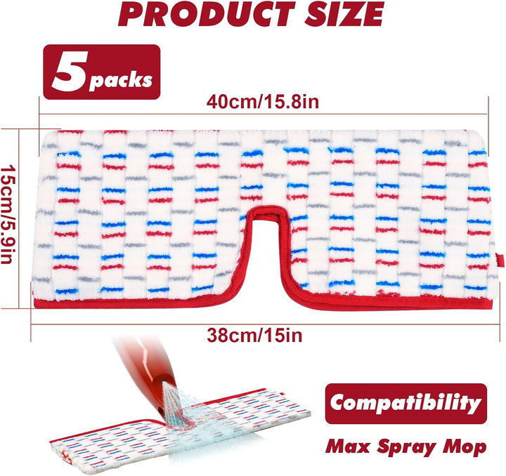 5 Stück Mop Pads Kompatibel mit Vileda 1-2 Spraymax Sprühwischer, Wiederverwendbar Ersatzbezug Kompa