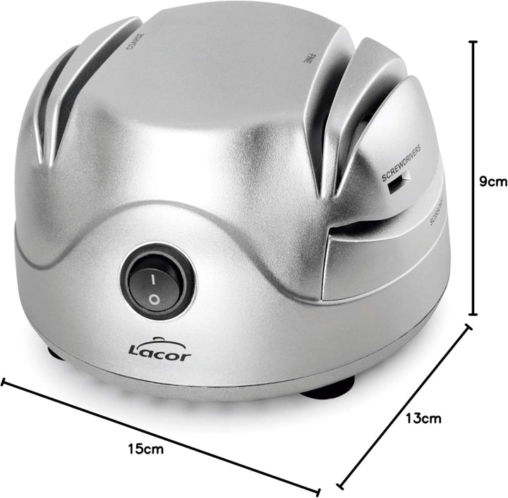 LACOR Elektrische Messerschärfer, Steel, Silber 13.5 x 15 x 9, 13.5 x 15 x 9 cm