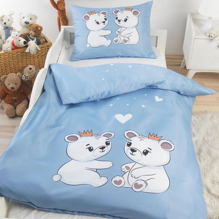 BaSaTex Kinder Baby Bettwäsche Set für Mädchen und Jungen | 100x135 cm + 40x60 cm | 100% Baumwolle R