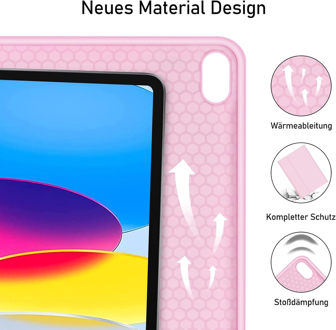 Hülle mit Tastatur für iPad A16 11 Generation 2025/10 Generation 2022(11/10.9 Zoll), QWERTZ Layout K