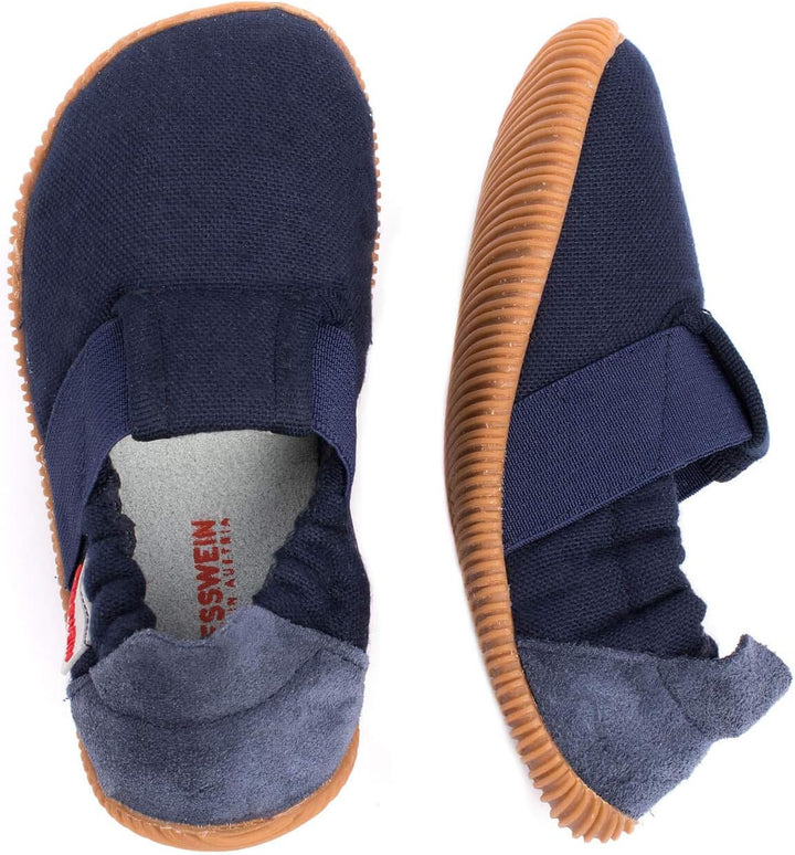 Giesswein Kinder Hausschuhe Söll Slim-Fit - Baumwoll Slippers für Mädchen & Jungen, rutschfeste Kind