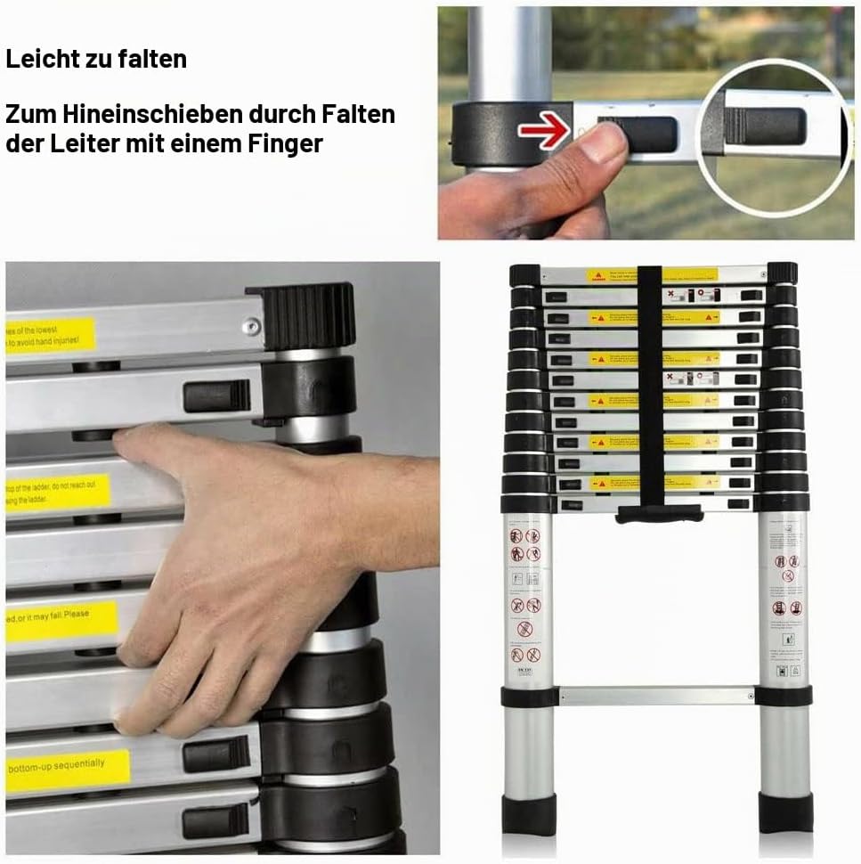 Teleskopleiter aus Aluminium, ausziehbare Teleskopleiter, Teleskopleiter, Klappleiter, Loft Ladder,
