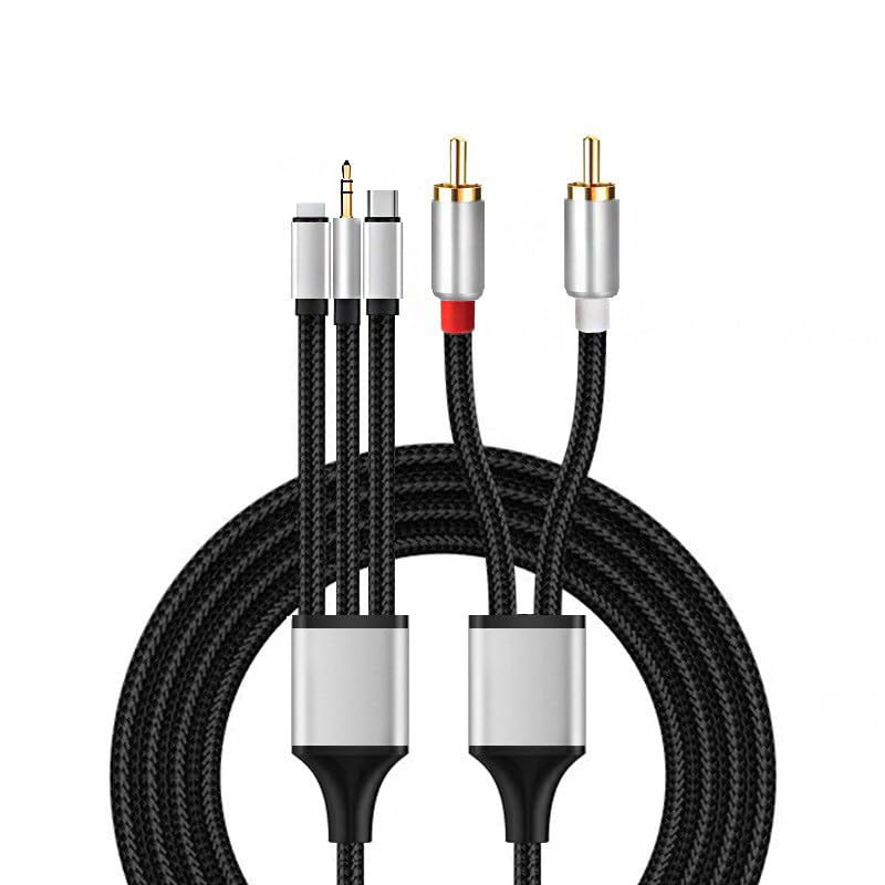 Cinch Kabel, Telefon zu Phono AUX RCA Audio Adapterkabel, 3,5mm Klinken Buchse/USB Typ C zu 2 x Cinc