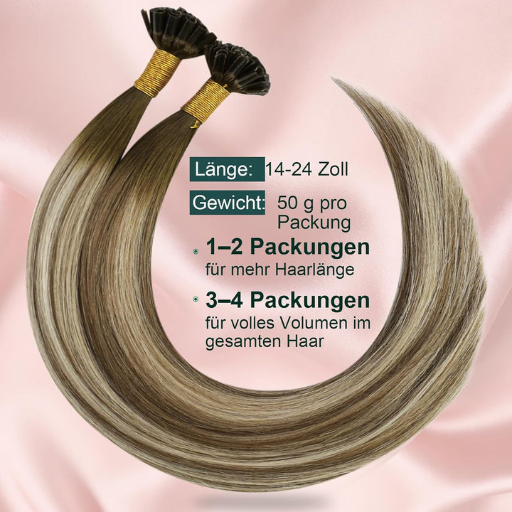 Easyouth Bondings Extensions Echthaar Balayage Blond Extensions Echthaar Bondings Dunkelbraun Aschbr