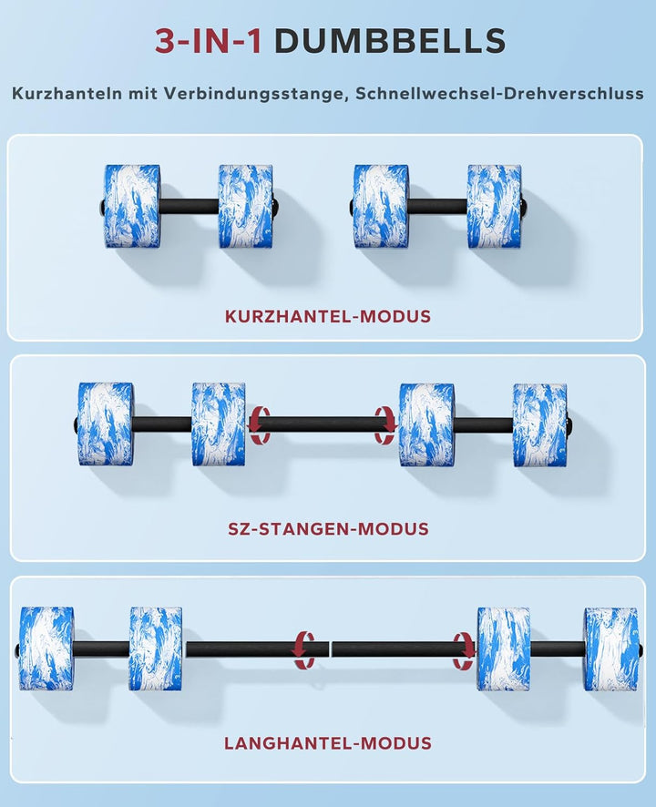 HAPBEAR 3-in-1 Wasserhanteln mit Verbindungsstange – 2er-Set Aqua Hanteln & Wassergymnastik Zubehör