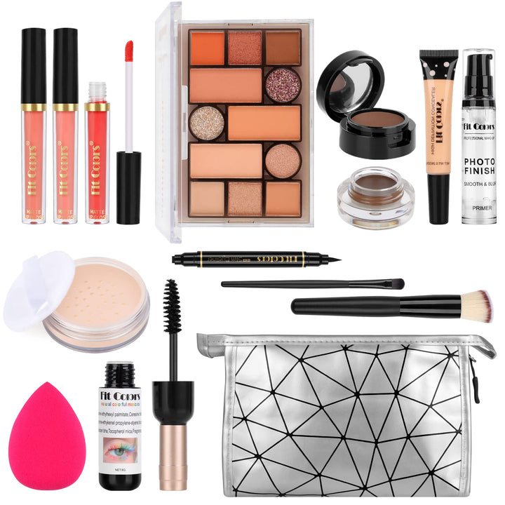 Professionelles All-in-One-Make-up-Set, Fenshine Kosmetik-Make-up-Starter-Set mit Aufbewahrungstasch