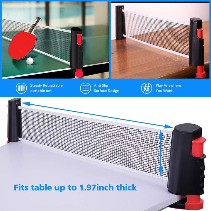 FBSPORT Tischtennis Set Profi, 2 Tischtennisschläger + Einziehbarem Netz + 6 Tischtennis-Bälle + 1 T