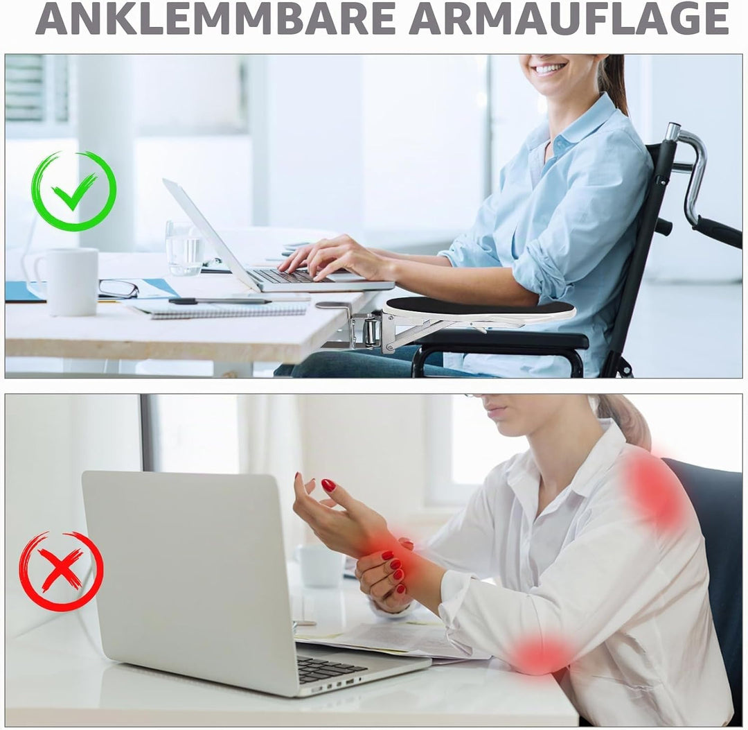 Ergonomische Armlehnenstütze Handgelenkauflage, 180° Drehbare Handgelenkstütze Armlehne, Verstellbar