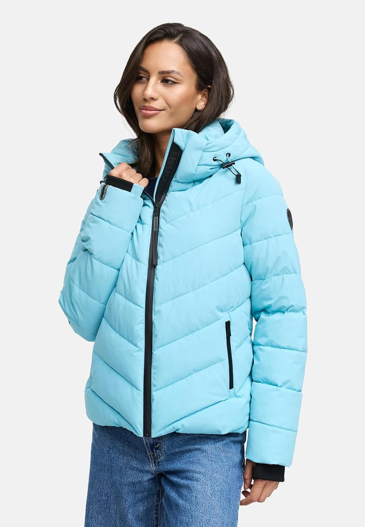 MARIKOO Damen Winterjacke warme Steppjacke mit abnehmbarer Kapuze Samuiaa XVI XS-3XL XS Sky Blue, XS