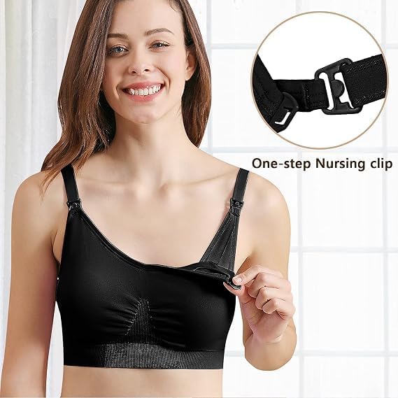 iloveSIA® Abpumpen BH Pump BH Ohne Bügel Milchpumpe BH Nursing Bra Pump Still BH M Farbe Schwarz+sch