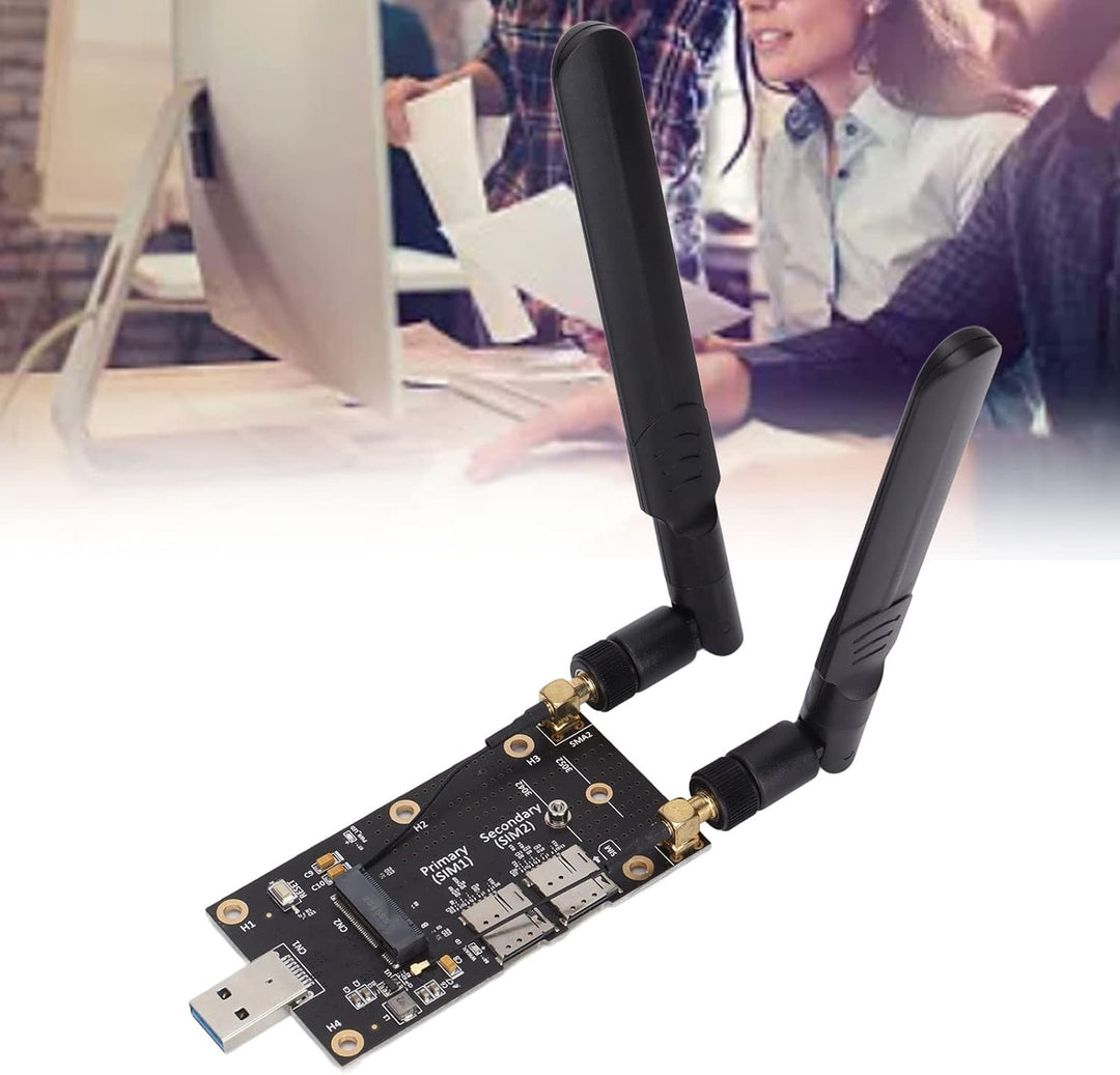 ASHATA NGFF M.2 auf USB3.0 Adapter,Dual-SIM-Kartensteckplatz LTE-Modem mit Antennenschrauben und Sch