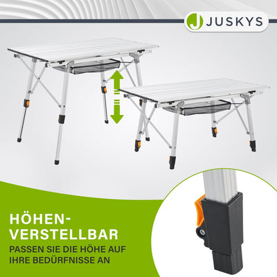 Juskys Campingtisch Picco - Aluminium Tisch 90 x 52 cm leicht, klappbar, höhenverstellbar - Camping,