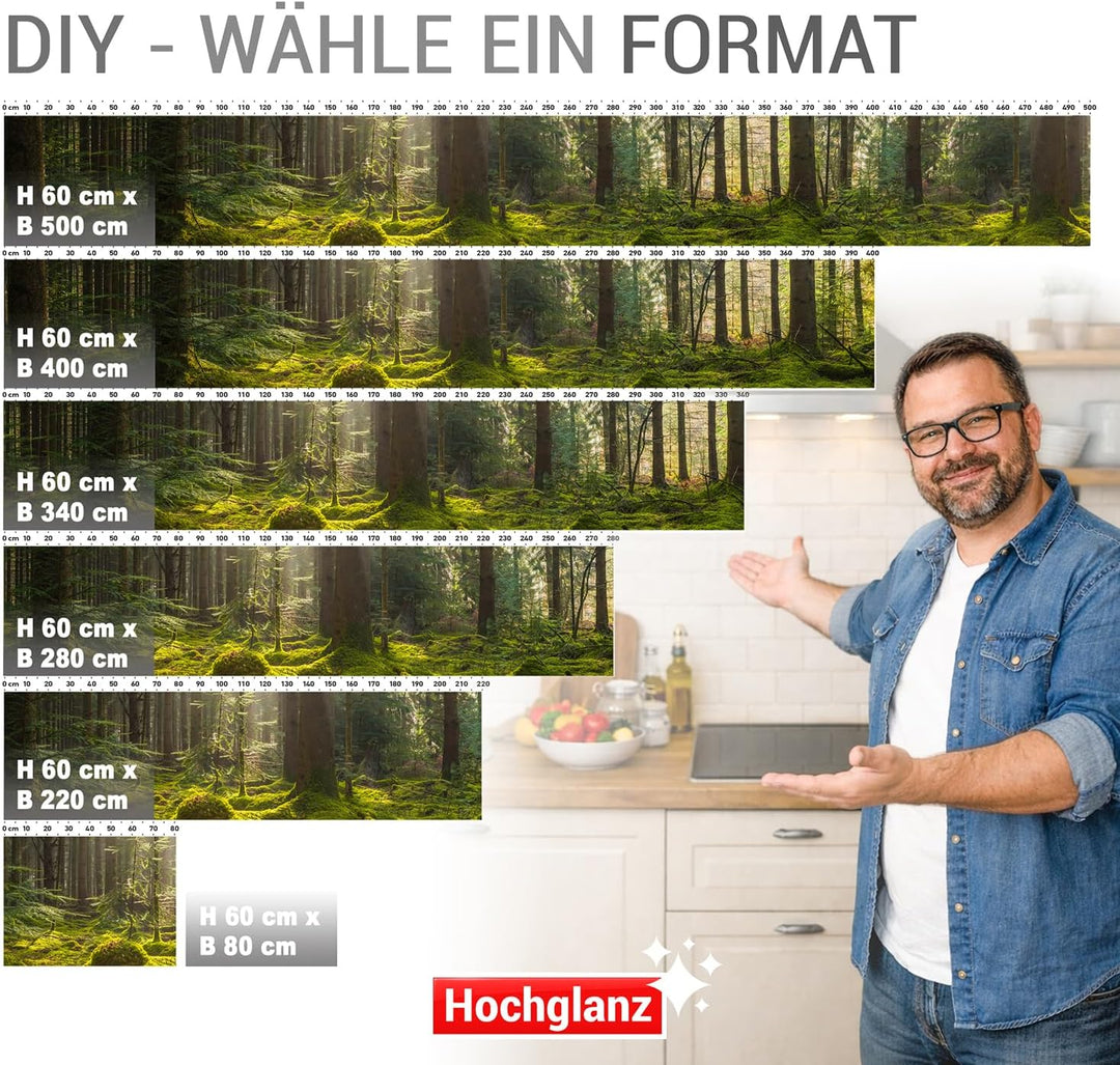 StickerProfis Küchenrückwand selbstklebend Glasoptik - MOOSGRUND - 1.8mm, Versteift, alle Untergründ