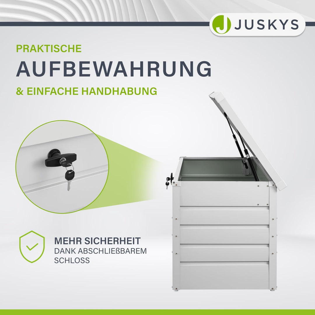 Juskys Metall Aufbewahrungsbox Limani 380 Liter - Outdoor Box - wasserdicht, abschliessbar - Gartenb