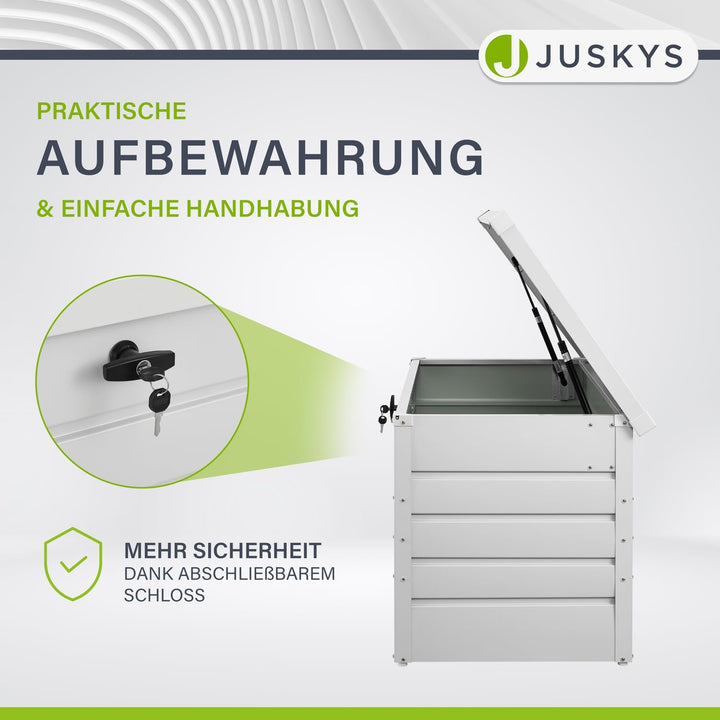 Juskys Metall Aufbewahrungsbox Limani 380 Liter - Outdoor Box - wasserdicht, abschliessbar - Gartenb