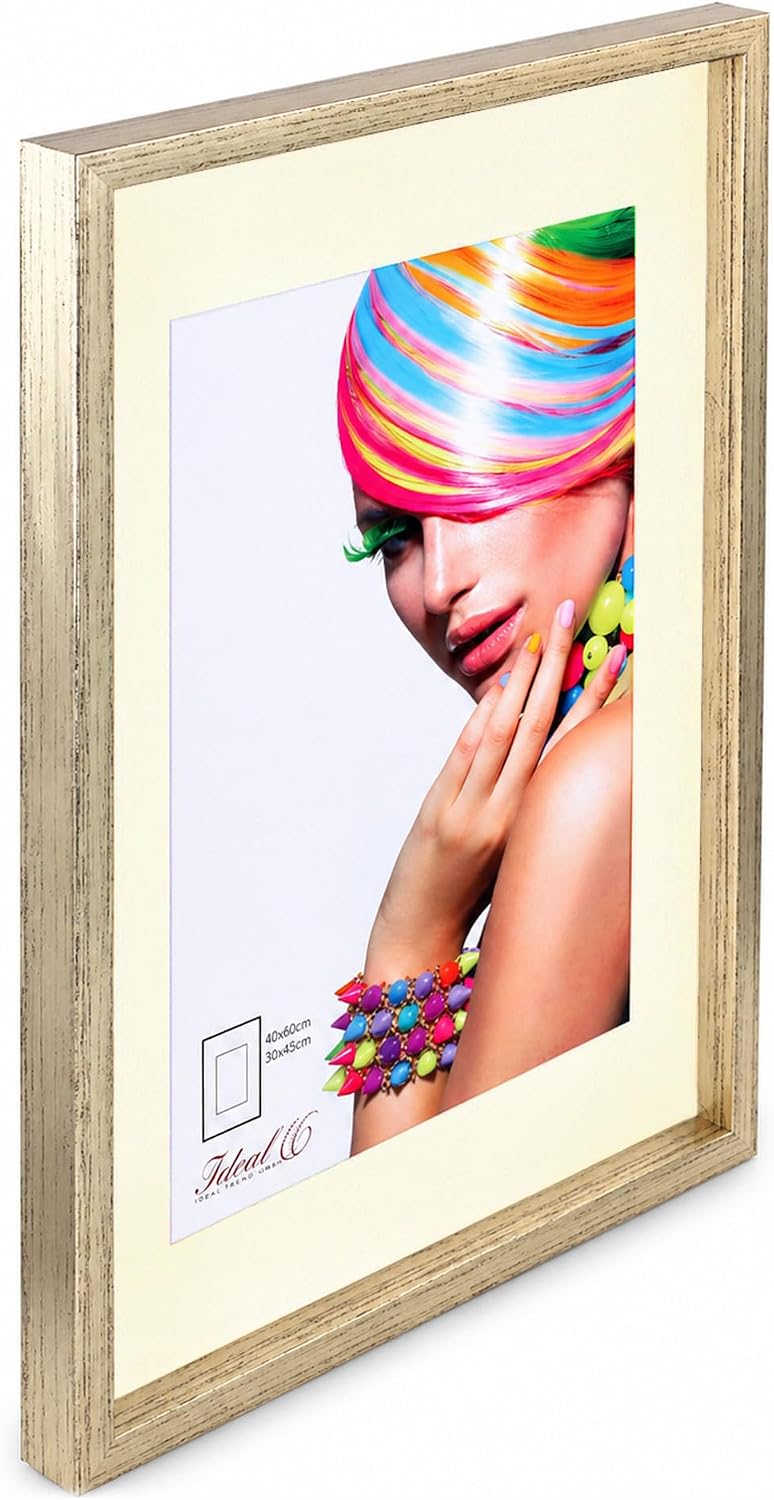 IDEAL TREND 3D Objektrahmen Bilderrahmen mit Passepartout & gehärtetem Glas Holz MDF Rahmen Foto Pos