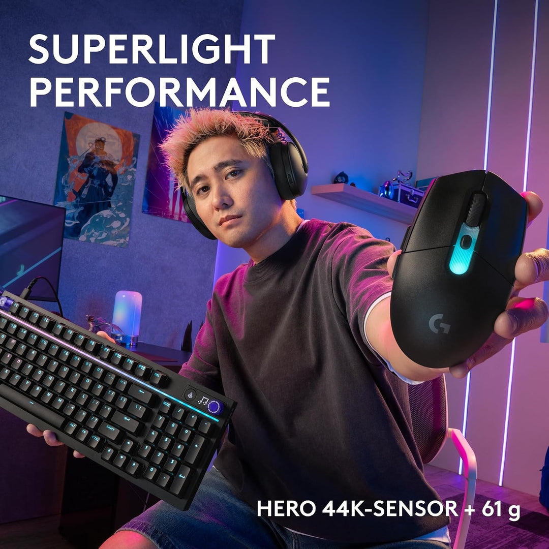 Logitech G G305 X Superlight kabellose Gaming-Maus, 61 g leichte aufladbare für den PC, Hero 44K-Sen