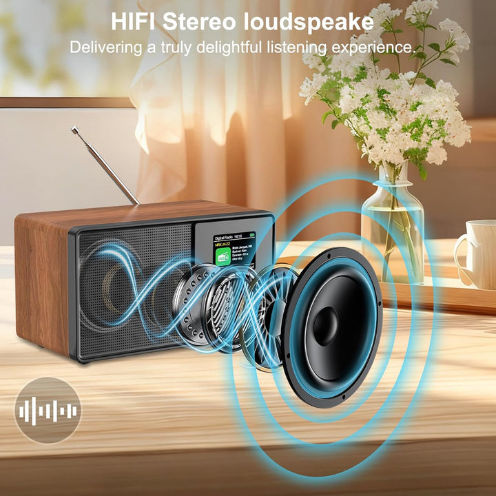 DAB+/FM Digitalradio mit Bluetooth 5.0,DAB Plus Nostalgie Radio,Küchenradio Vintage-Radiowecker mit