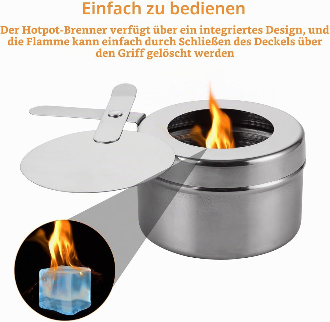 4 Stück Brennpastenbehälter mit Deckel, Brennpaste für Warmhaltebehälter, Fondue Brenneraus Edelstah