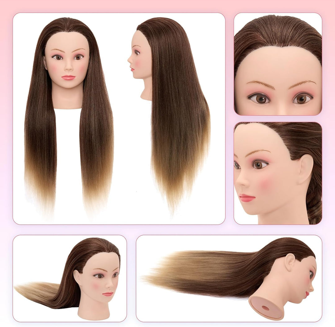 Neverland Frisierkopf Friseur Echthaar Übungskopf Friseurkopf Trainingsköpfe für Kinder (26” Ombre B