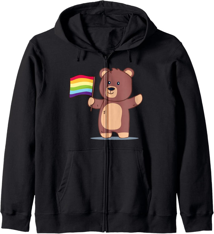 Süsser Teddybär Bär mit Regenbogen Flagge Kapuzenjacke