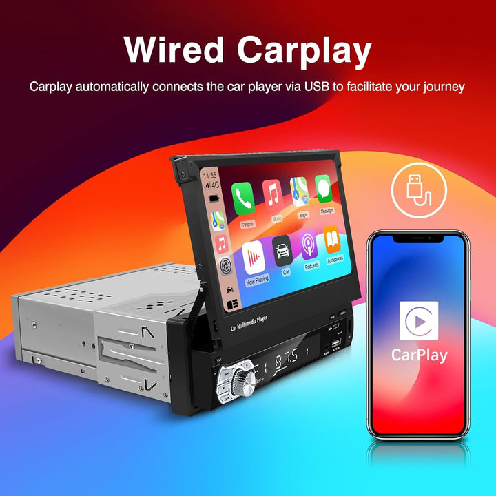 EZoneTronics Indash Autoradio Ausklappbarer 7 Zoll herausziehbarer Bildschirm 1 DIN Autoradio Stereo