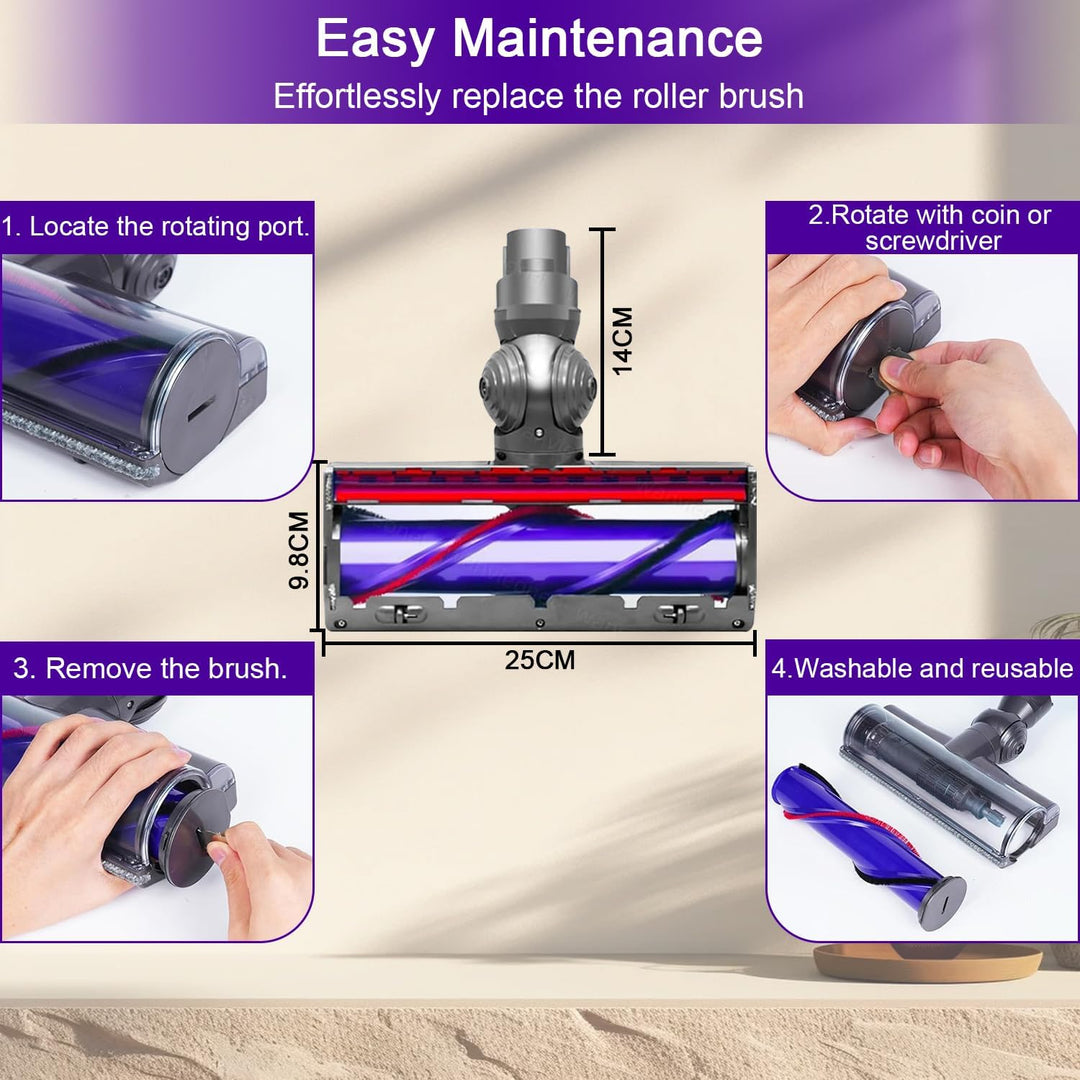 Bürste für Dyson V12 Detect Slim,Bodendüse für Dyson V12 Detect Slim, Ersatzteil Direktantrieb Reini