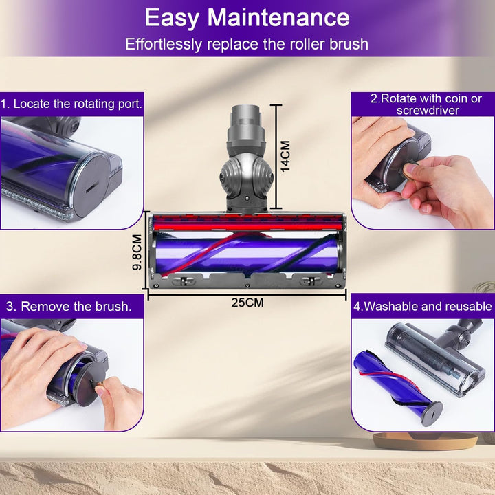 Bürste für Dyson V12 Detect Slim,Bodendüse für Dyson V12 Detect Slim, Ersatzteil Direktantrieb Reini