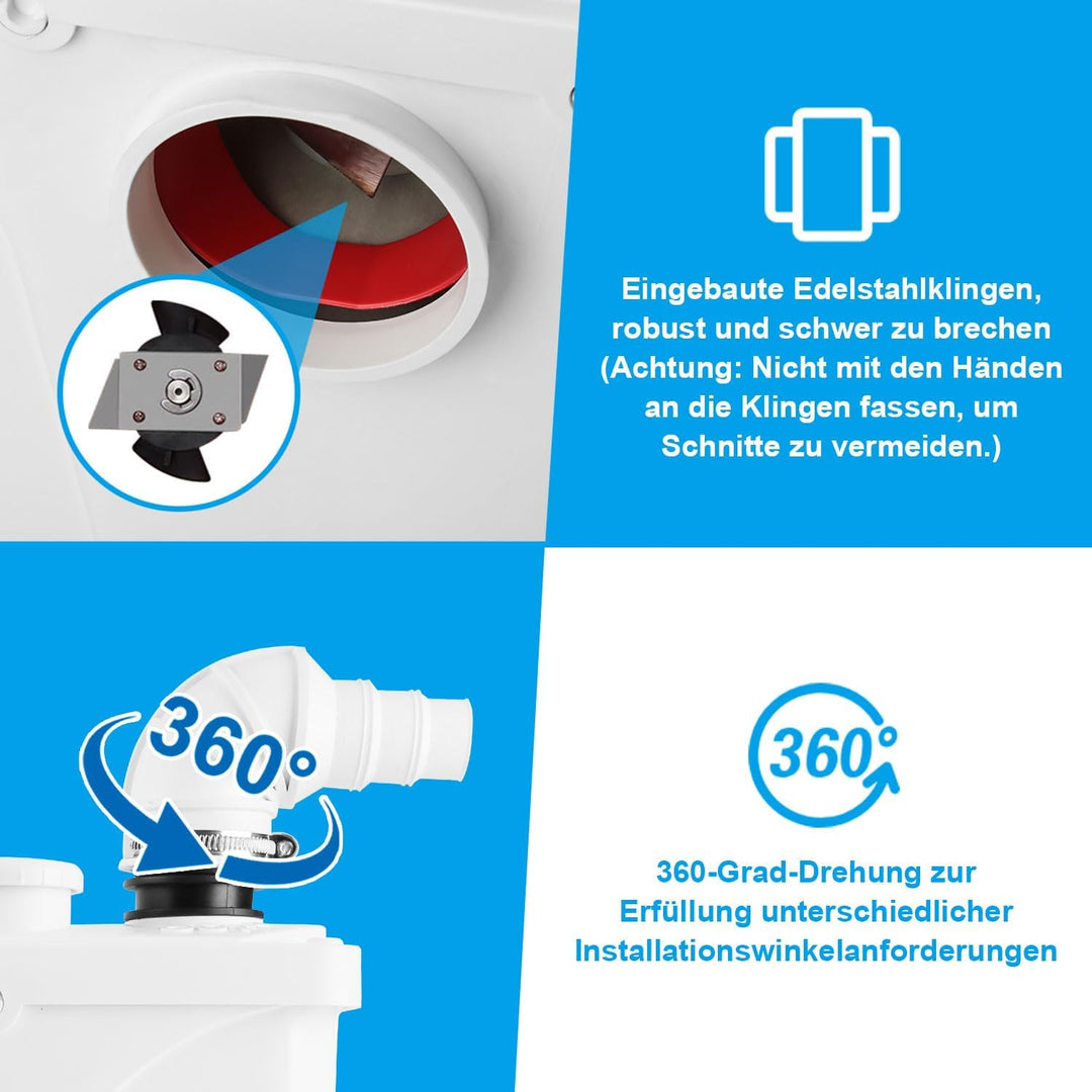 Herrselsam 700W Schmutzwasserpumpen 4/1 Hebeanlage Fäkalienpumpe 190L/min Kleinhebeanlage Haushaltsp