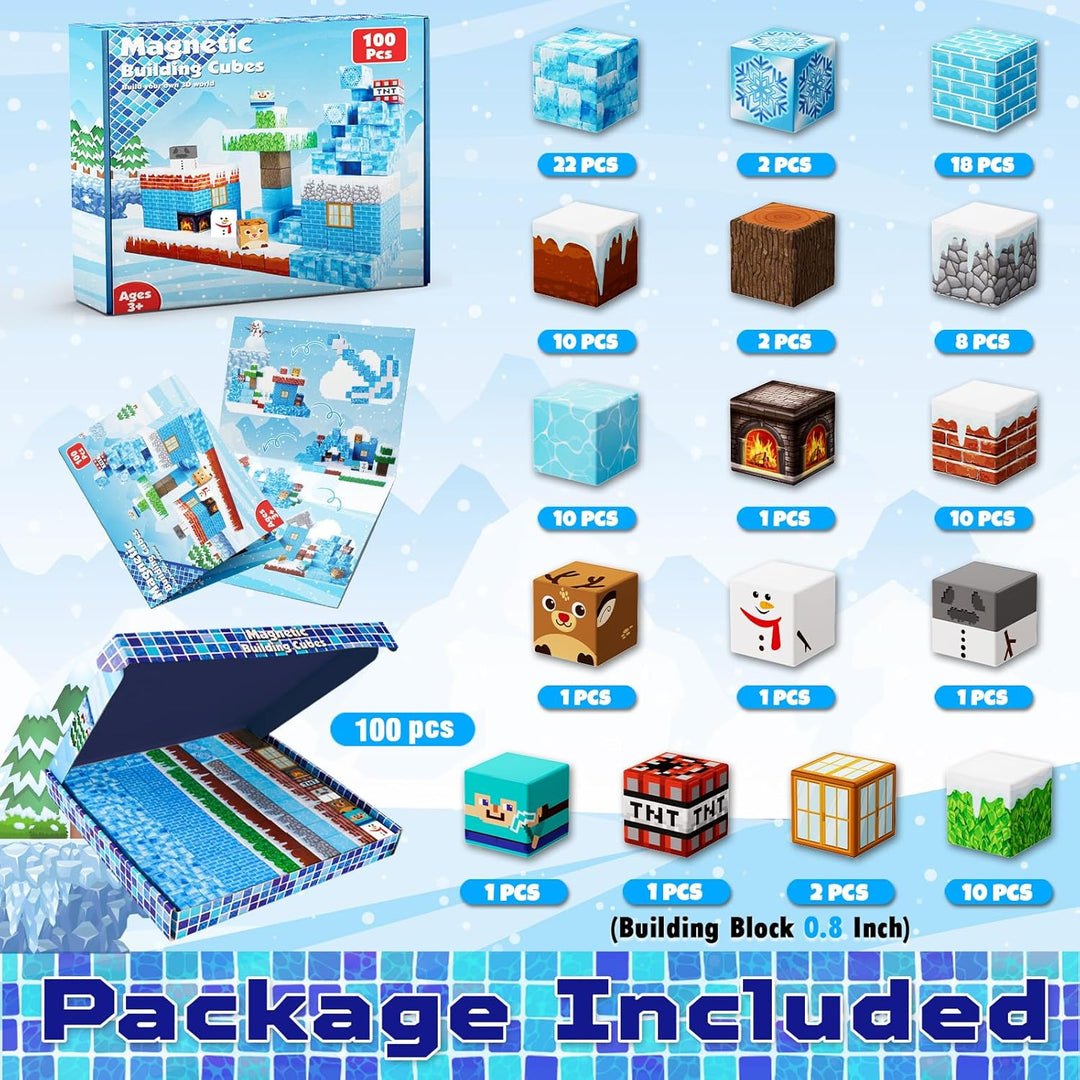 Goody King Magnetische Bausteine mit 100pcs Magnetwürfel Bauen Deine EIS und Schneewelt Frozen Spiel