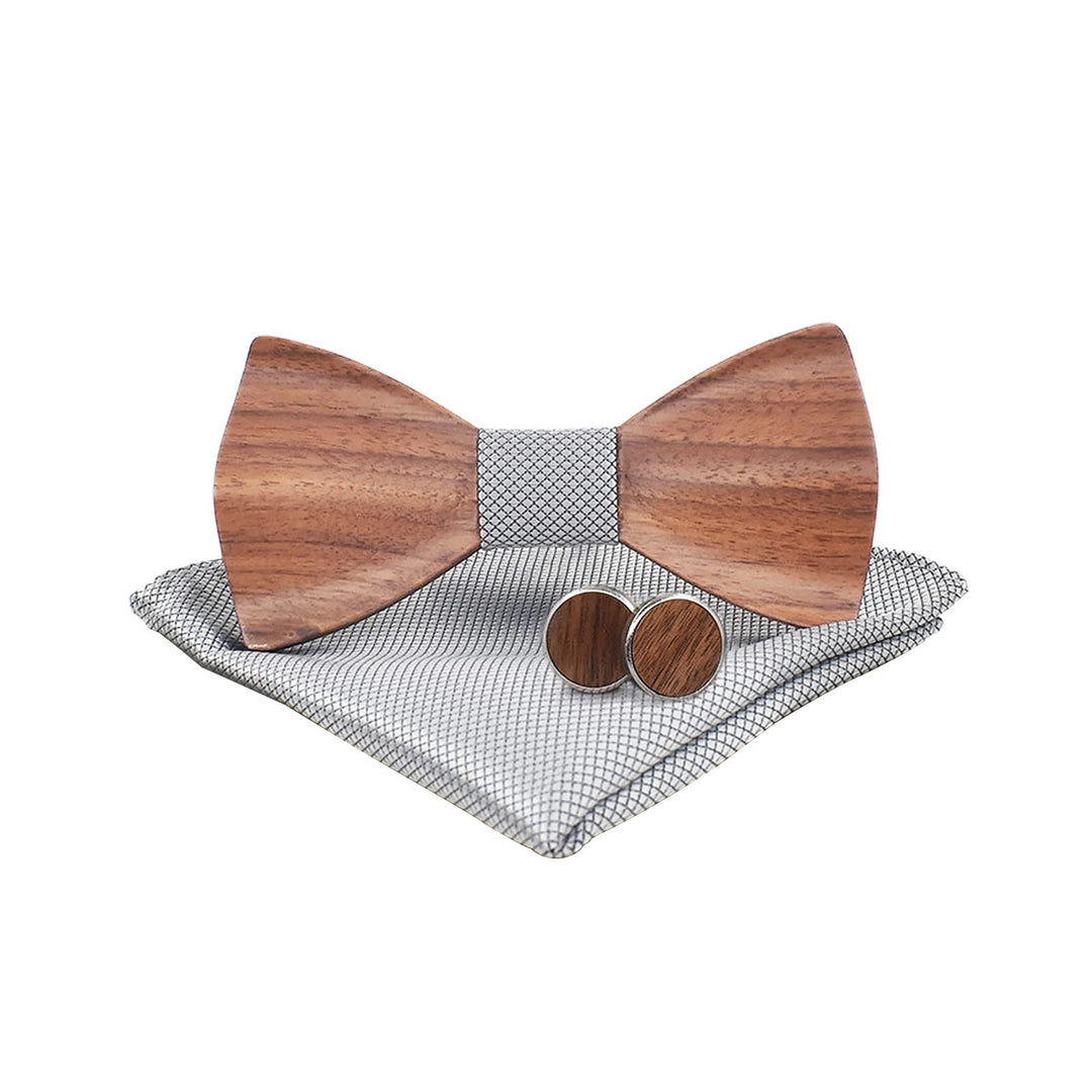 Mr.Van Hölz Fliege Herren Klassische, Holzfliege Set Handgearbeitete Natürliche Hölzerne Krawatte fü