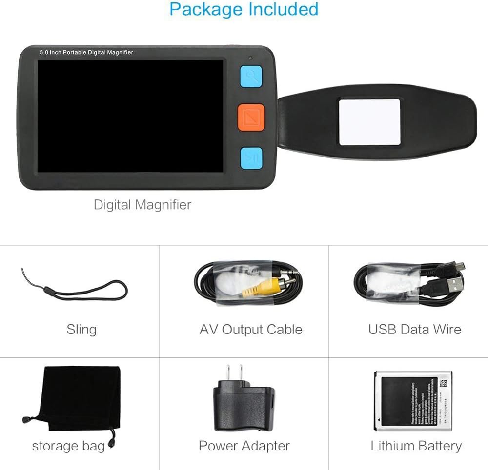 Low Vision Digitale Elektronische Leselupe,Mobile Lesehilfe mit 5 Zoll LCD-Monitor